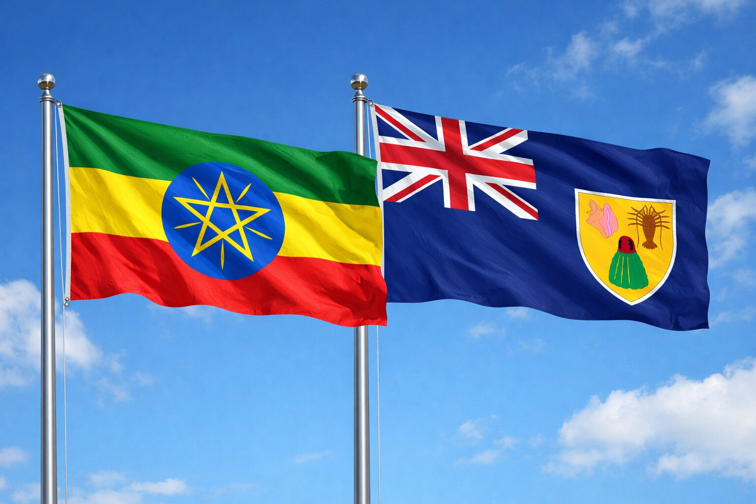 Flags Of Ethiopia And Turks And Caicos