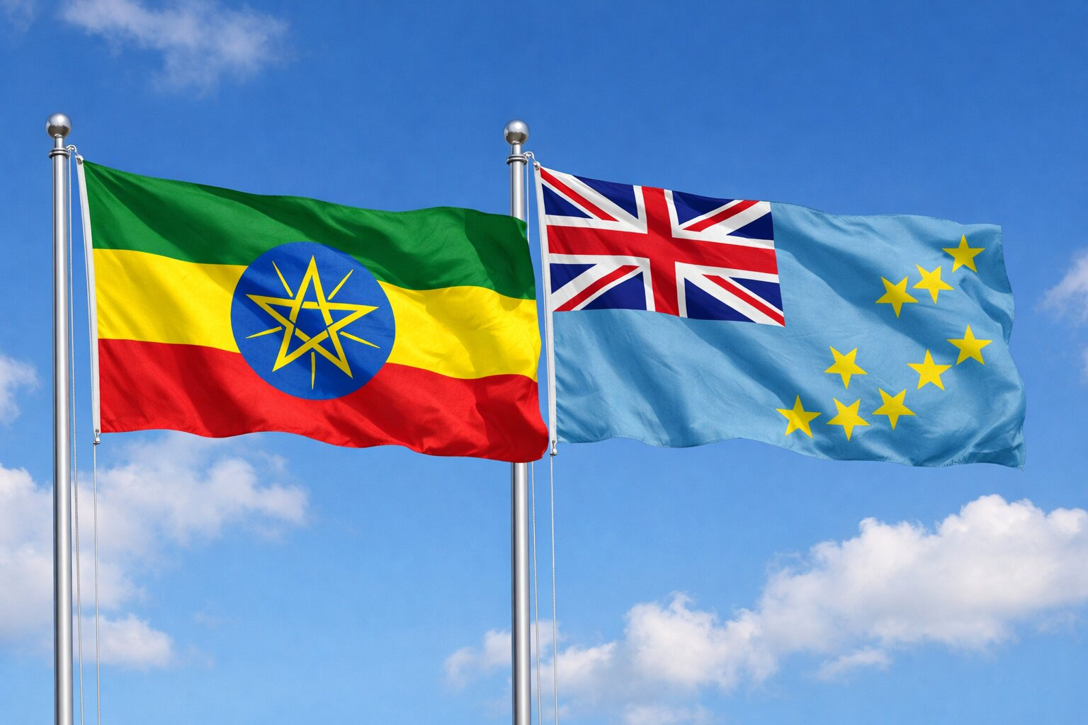 Flags Of Ethiopia And Tuvalu