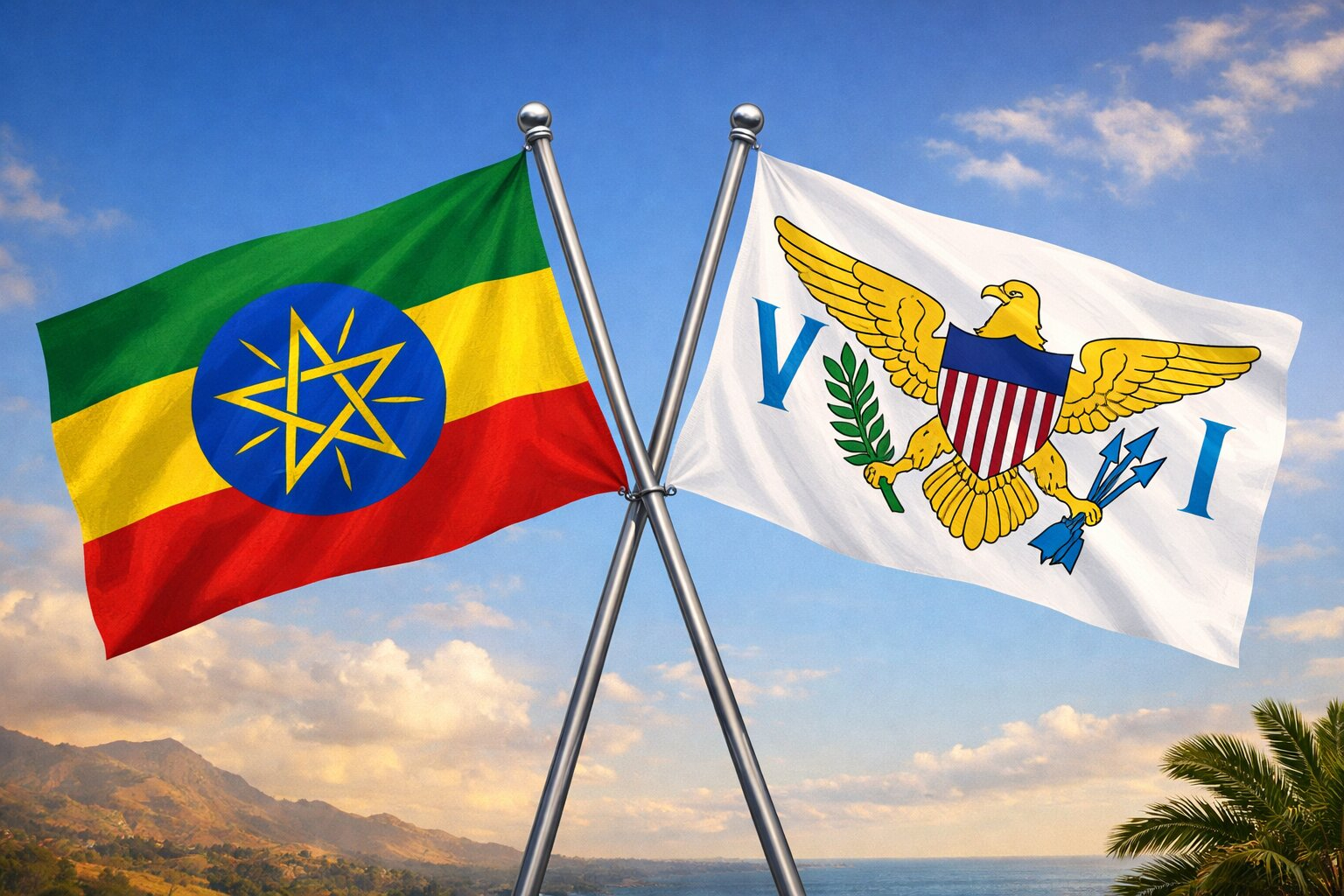 Flags Of Ethiopia And Us Virgin Islands
