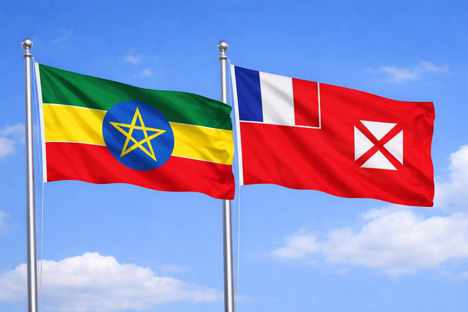 Flags Of Ethiopia And Wallis And Futuna