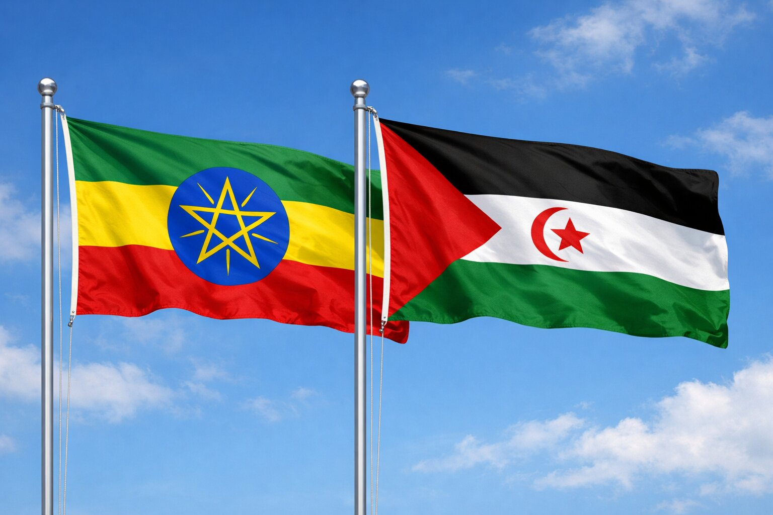 Flags Of Ethiopia And Western Sahara