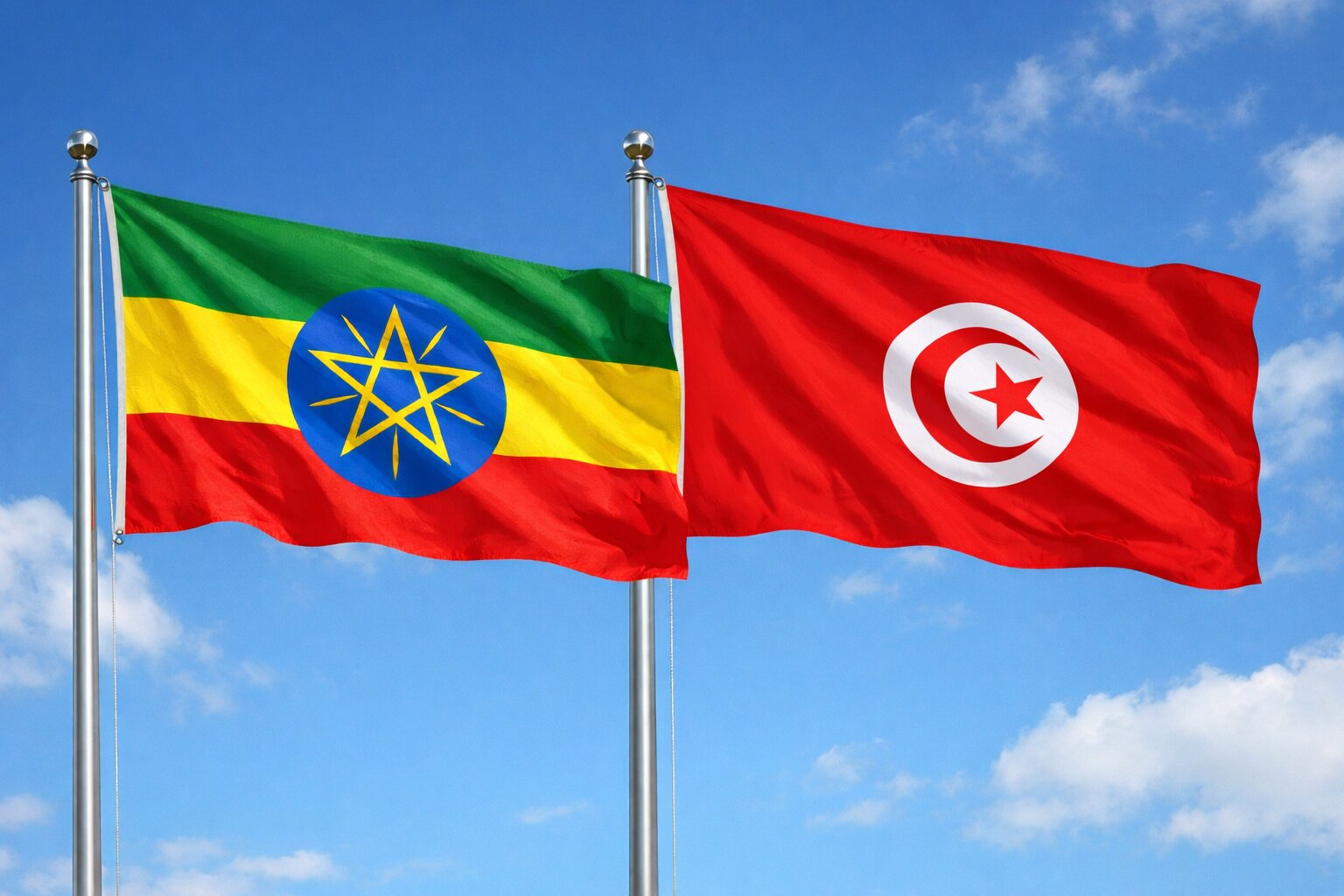 Flags Of Ethiopian And Tunisian