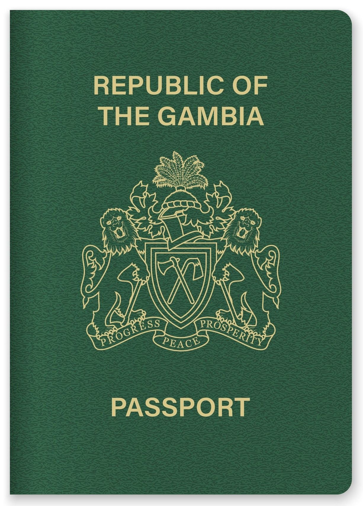 Gambia Passport Cover Featuring Gold Text And Emblem