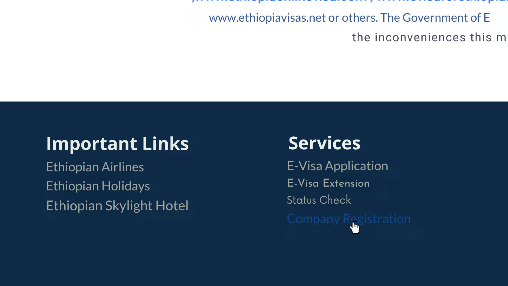 Getting To The Official Ethiopian Immigration Website