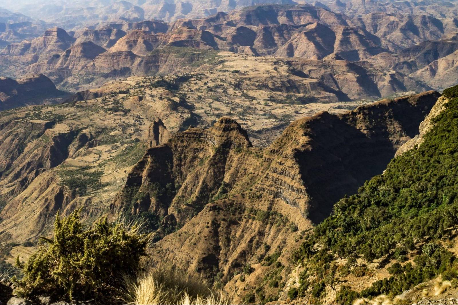 Landscape view of the Simien Mountains National Park in Northern Ethiopia