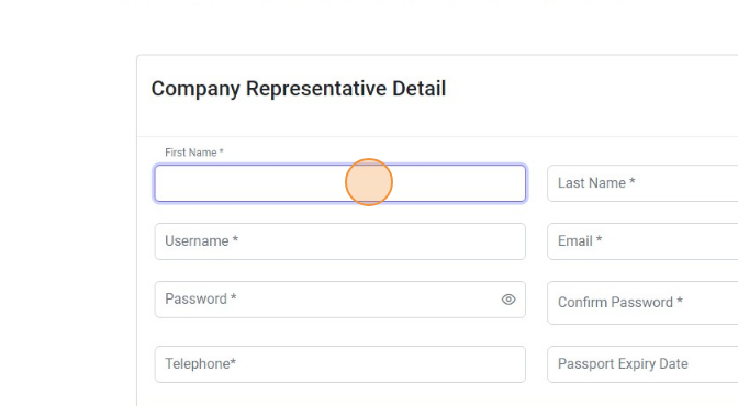 Fill out the required details for the company representative