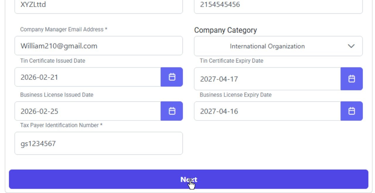 Soumettre les détails de l'entreprise