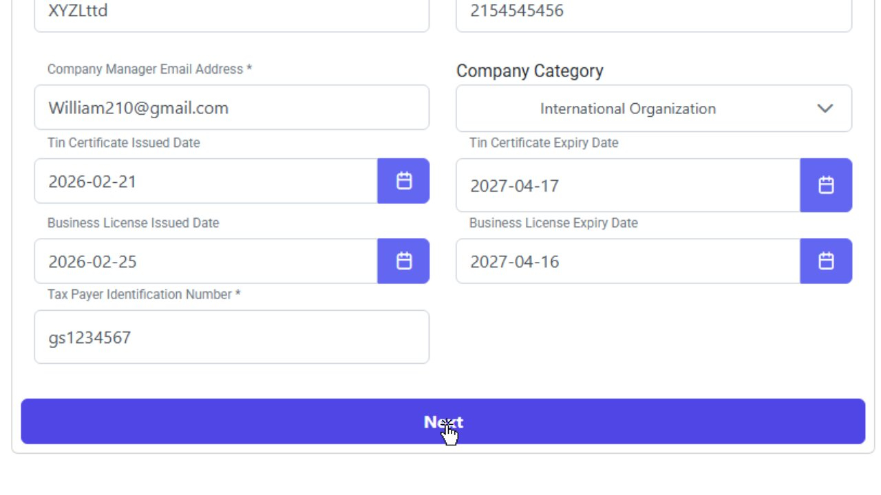 Submitting Company Details