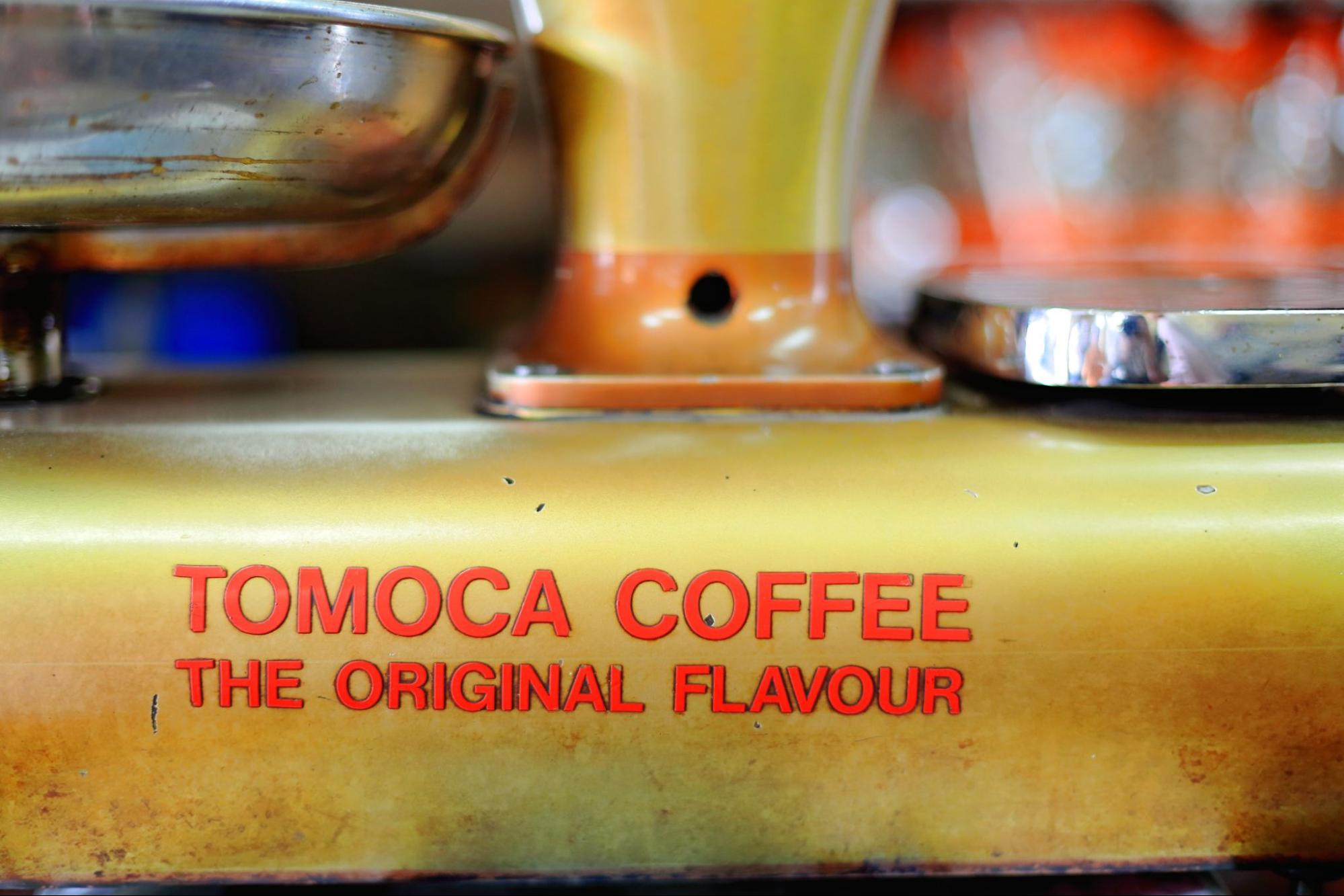 Tomoca Coffee Shop in the Piazza-downtown area exhibits italian-inspired vintage machinery for the preparation of local coffee or Buna in Addis Ababa.