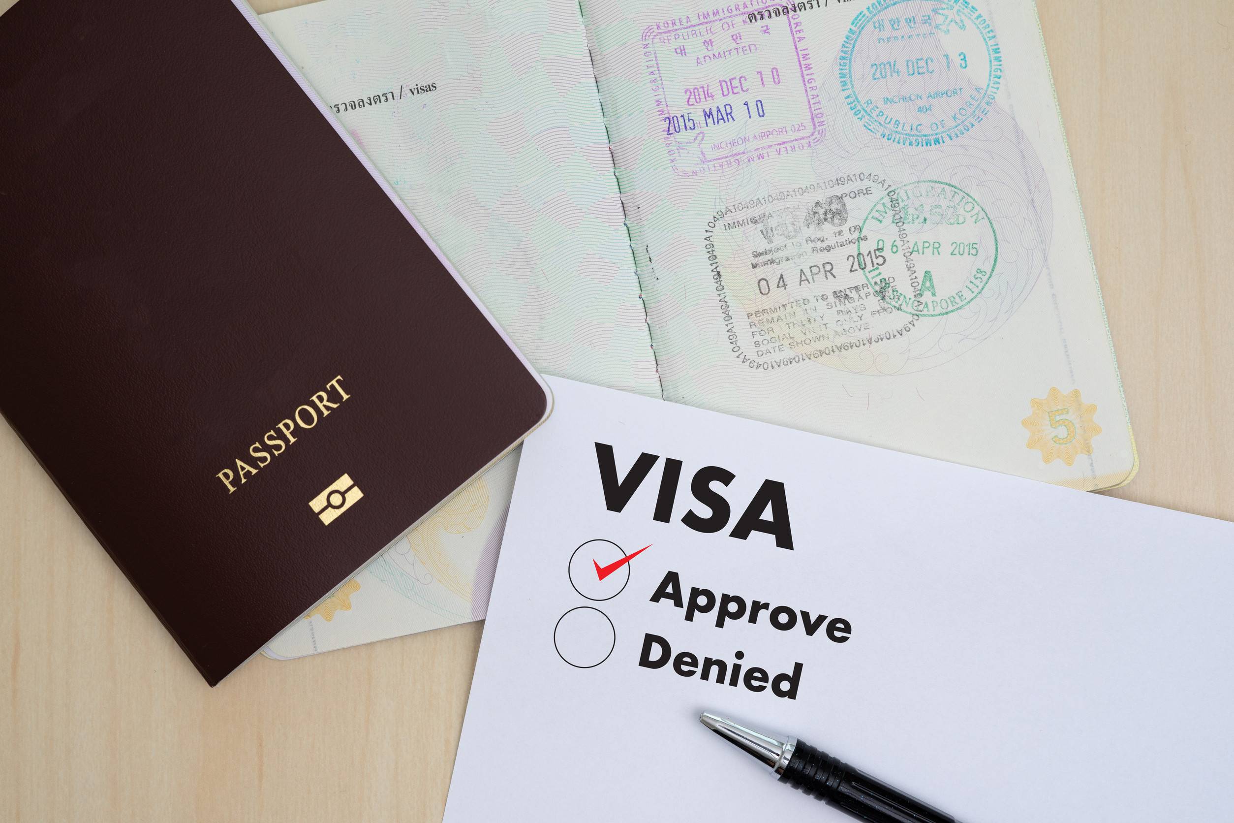 Visumantrag für die Einreise, ein Dokument, Geld für den Reisepass, Karte